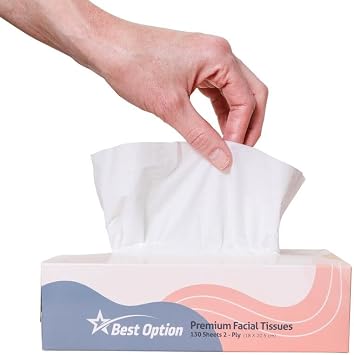 Best Option Soft 2-Ply Facial Tissue White 130-Count Box Pack of 12 for Office
