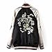 Viport Women's Floral Phoenix Embroidered Reversible Bomber Jacket Black Red (Large)