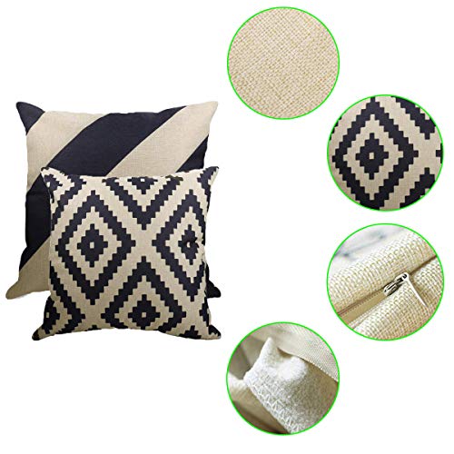 Neusky 4er Set Dekorativ Kissenbezug Kissenhülle Geometrische Muster 45 x 45cm Sofa Büro Dekor Kissenhülle aus Baumwoll… – Bild 3
