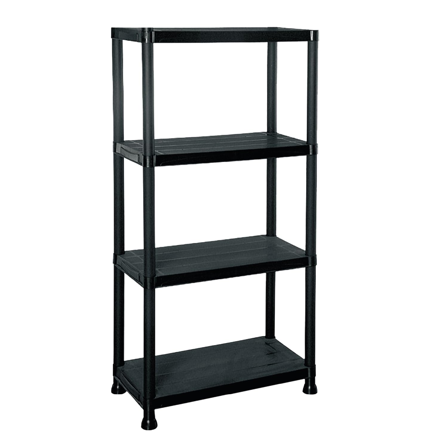 The Homeweeks Estantería Almacenaje Resina 4 Baldas 60 * 30 * 133 cm Fabricada en Plástico Polipropileno Reciclado | Resiste 25 Kg | por Estante 100 Kg | Incluye Fijaciones a Pared | Multiusos.