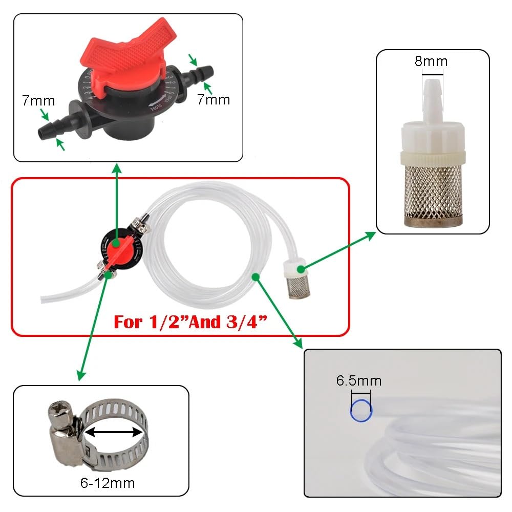 Conjunto de inyector de fertilizante Venturi for riego agrícola, accesorio de riego for invernadero con rosca de 1/2 ", 3/4", 1 "y 1,5 pulgadas(1/2")