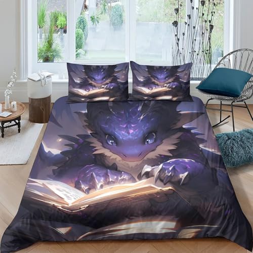 Housse de couette dragon hypoallergénique microfine douce avec zip - 4