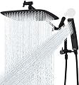 G-Promise All Metal 12 Inch Shower Head with Massage Mode Handheld, Rain Shower Head with Handheld Spray Combo, 3-Way Diverter with Pause Setting, 11 Inch Adjustable Extension Arm (Matte Black)