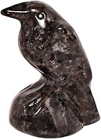 Vista 1 de Flame Stone Crystal Raven Statue 2" Natural Crystal Crow Figurine Healing Stone Raven Halloween Decor Office Home Decor Gift Collect
