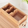 Supporto Per Monitor In Legno Con Cassetti - Organizer Da Scrivania Con Piano Porta PC E Scomparti - Colore Naturale - 3