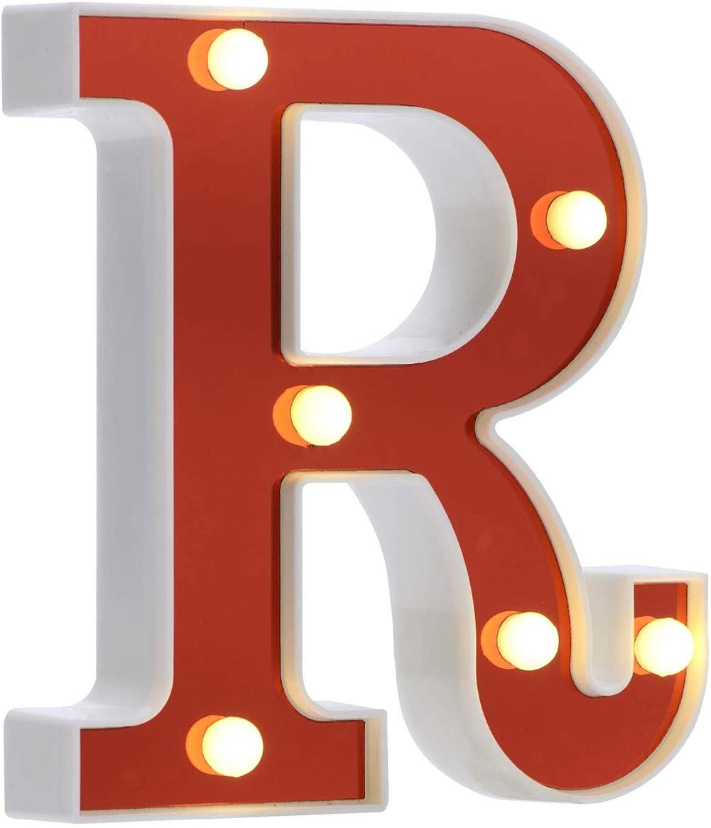 Dubens Red Illuminated Number Letter Led Light, Creative Night Lights, Led Illuminated English Letters, Alphabet Numbers Lamp, Decoration Lights, Battery Operated (R)