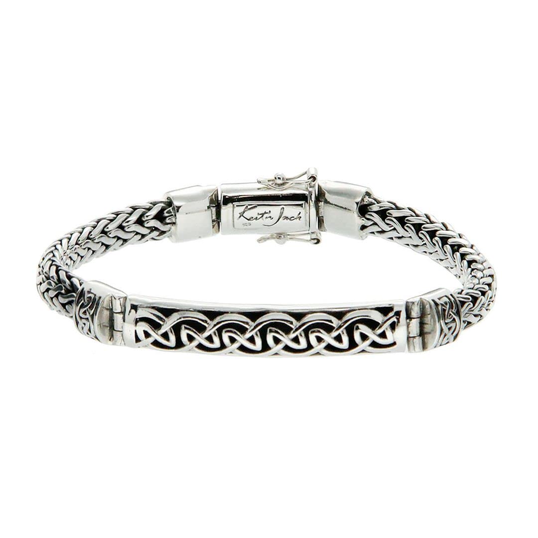 Keith Jack JewelryCeltic Dragon Weave Eternity Knot Bar 8inch Bracelet, Sterling Silver PBS7200
