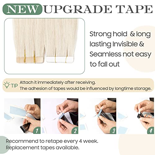 Extension Capelli Veri Biadesive Bleach White #70