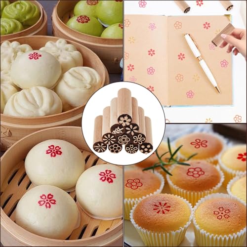 10 Stück Holzstempel,Tonstempel,Stempel Für Ton Und Keramik,Stempel Set,Stempel,Motivstempel, Holzstempel Handgeschnitzte,Für Diy Keramik Für Teig Gebäck Kekse Modellieren(5x1.5cm)