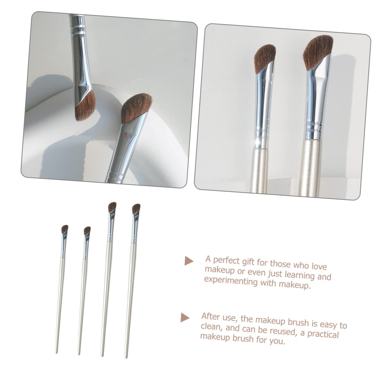 Beavorty 5 Set Di Pennelli Angolati Ergonomici Per Il Contorno Del Naso Ombretto Accessorio Per Il Trucco Sicuro E Delicato Sulla Pelle 4 Pezzi * 5