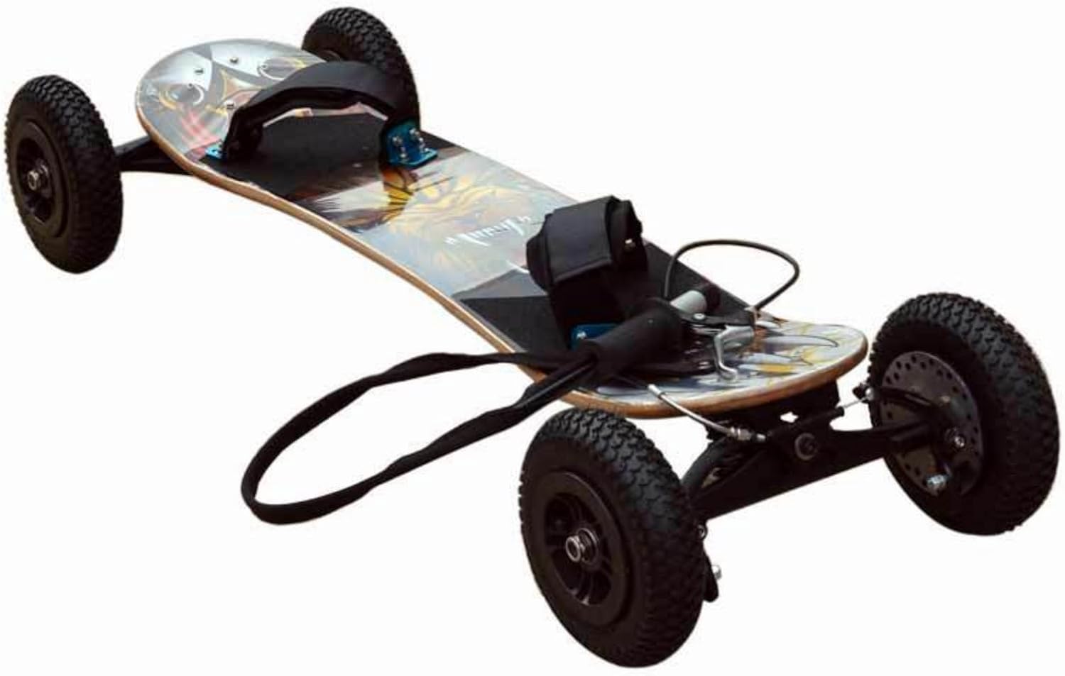 All Terrain Skateboard Adult Off-Road Skateboard Dirt Mountain Board with Handbrake Downhill Longboard All Terrain Toys for Beginners Extreme Sports Mountain Skateboard Cross Country Black