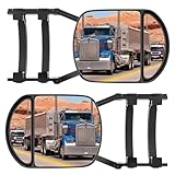 Car Towing Mirror with 360 Degrees Rotation, Stable Clamp On Tow Mirrors, Anti-Slip Dual View Mirror Extensions for RV Safe Driving Adjustable, 2 Pieces