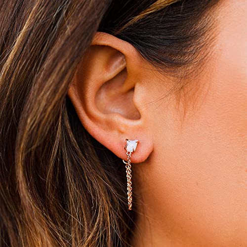 Pura Vida Rose Gold-Plated Raw Gem Chain Wrap Earrings - Brass Base, Sterling Silver Posts - 1 Pair4