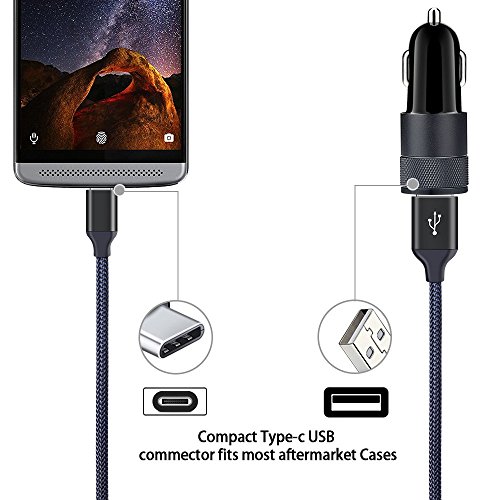 Image of Type C USB Car Charger for Samsung Galaxy S23 S22 S21+ S21 Ultra 5G S20 FE S20+ S10 Plus Note20 A02S A03S A12 A13, Google Pixel, Dual-Port Power Cigarette Lighter Adapter 6ft USB C Cord Braided Cable