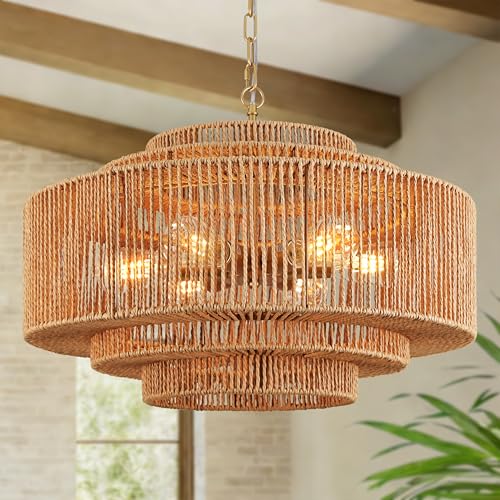 24 Rattan Pendant Light Chandelier for Dining and Bedroom