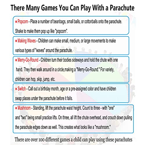 Parachutes Kids Play Rainbow Parachute, Team Play Gymnastiek Parachute Met Bal En Handvat, 2-12M (Grootte: 3.6m/11.81ft) - Image 8