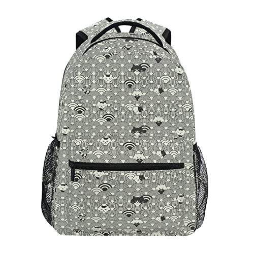 Mochila escolar para niños, gato, gatito, ondas japonesas, sirena, ligera, para niños, mochila informal, Colorido, Small
