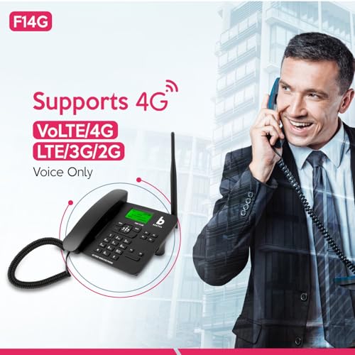 Image of Beetel F1 4G Fixed Cordless Landline Phone,Supports 4G Volte,LCD Display,Speed Dial,Two Way Speaker Phone & Adjustable Volume,Supports Hotline Function,Alarm,4 Direct Memory Keys,MP3 Player,SOS(Black)