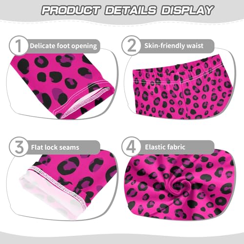 Girls' Athletic Leggings Ankle Length Yoga Dance Pants Kids Teen 4T Fluorescent Purple Leopard3