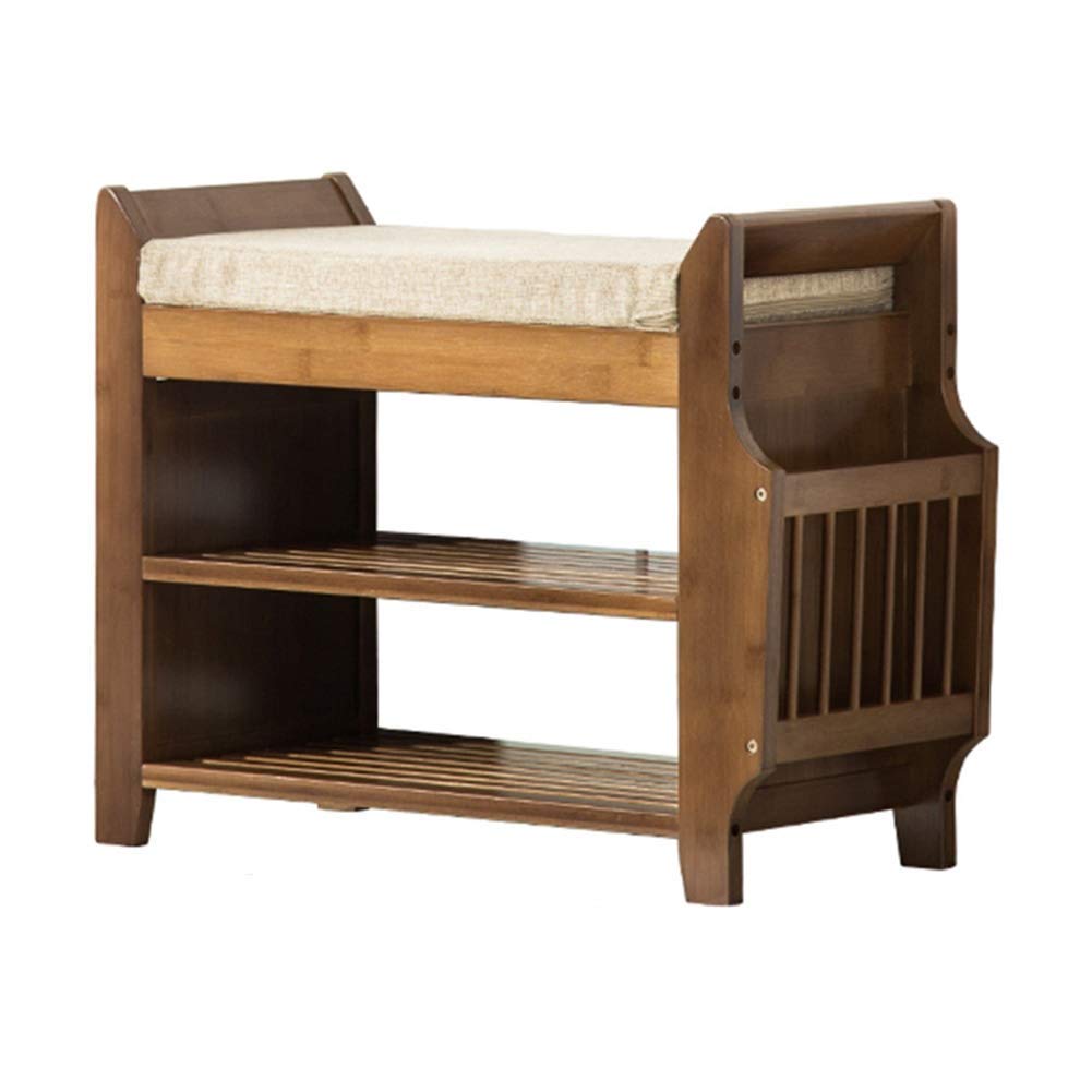 Placard étagère de rangement bois marron et meuble de rangement chaussures