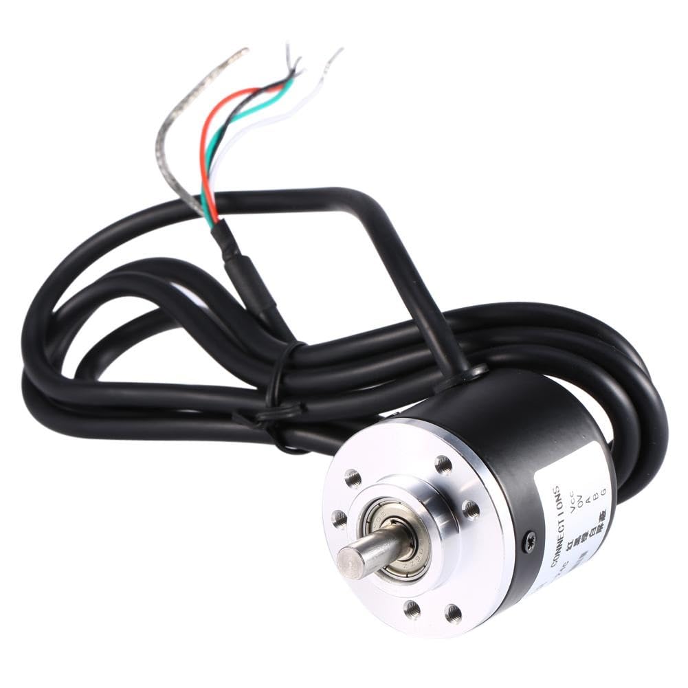 DEWIN Inkremental Drehgeber, 600P/R Photoelektrischer Rotary Encoder 5V-24V AB 2-Phasen Welle 6mm