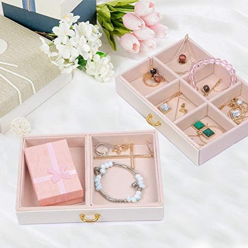 E-MANIS Jewellery Box, 3 Layers PU leather jewelry storage box with mirror and lock, Drawer type, For storing rings, bracelets, earrings, necklaces, Synthetic leather and velvet, Female gift - White
