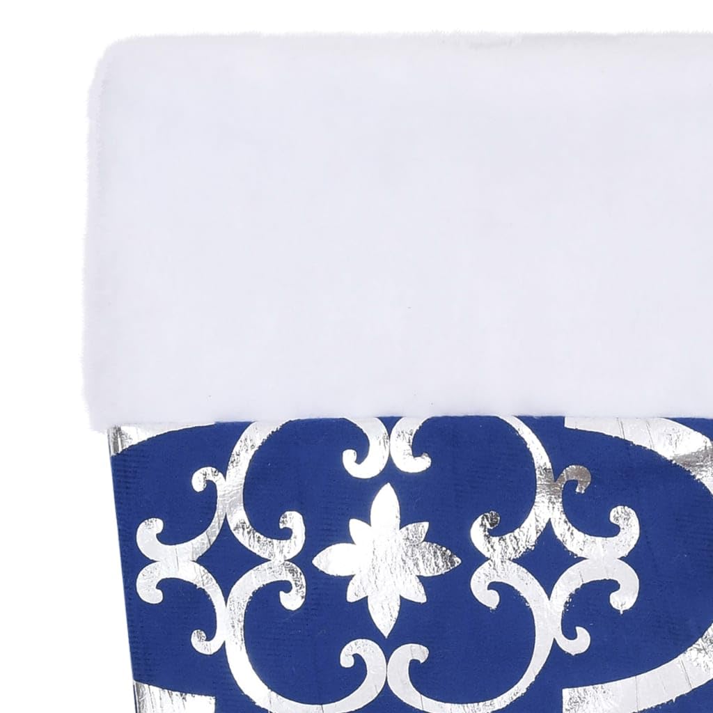 Mangloder Couverture de sapin de Noël en tissu bleu 122 cm avec chaussette et motif neige, couverture de sapin de Noël, jupe de sapin de Noël, jupe de sapin pour support de sapin de Noël, salon