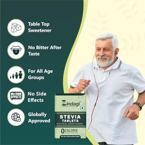Image of Zindagi Stevia Sugar Free Tablets | Zero Calorie Sweetener | Keto & Vegan Friendly Sugar Substitute | 400 Tablets
