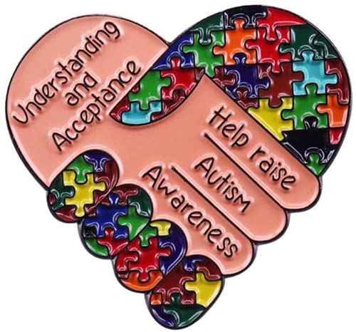 KAWADU Autism Awareness Heart Shaped Lapel Pin
