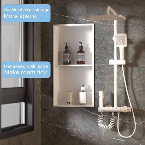 Niche de douche murale double étagère pour rangement salle de bain