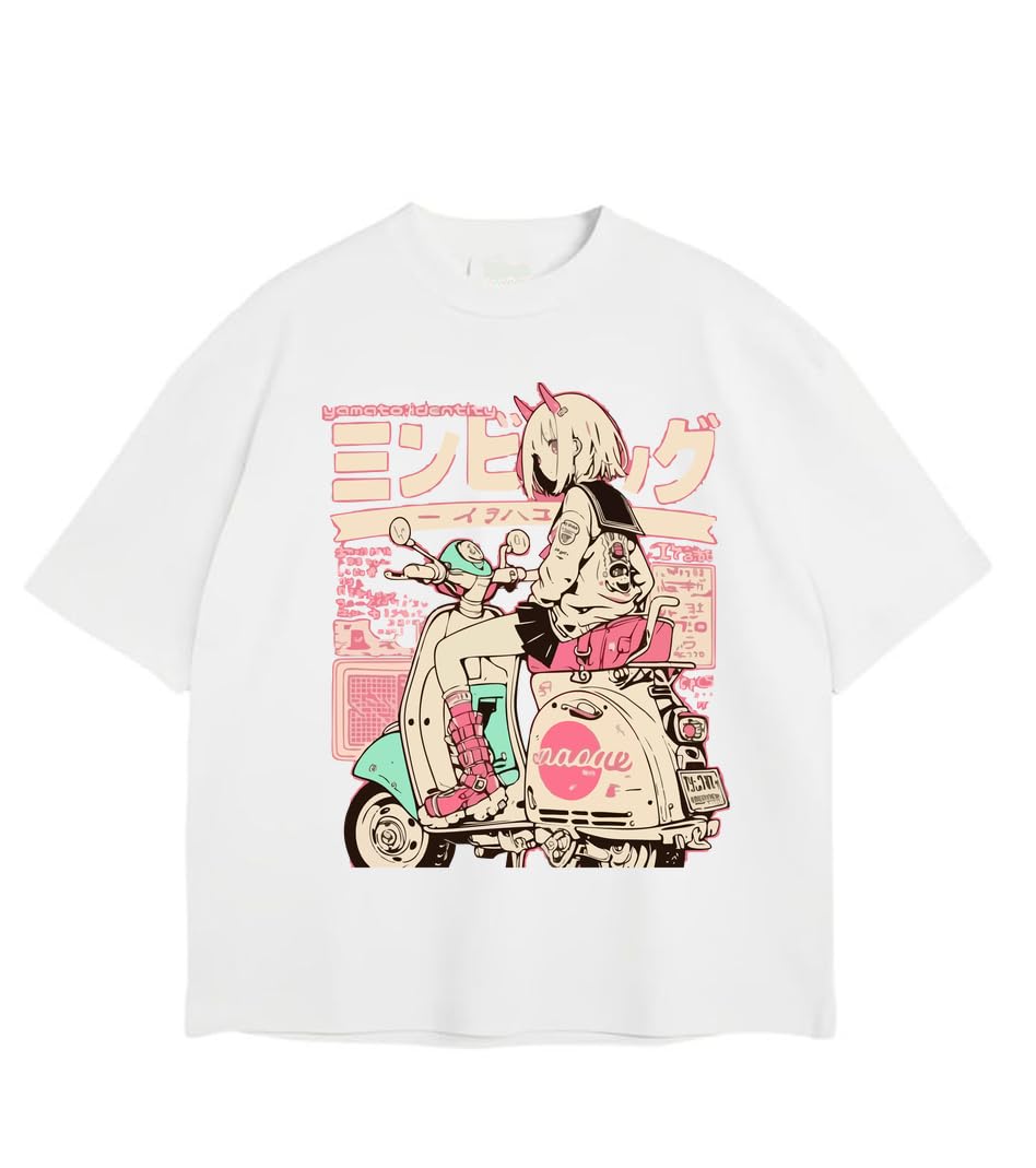 Buy Vespberry Y2K Japanese Pink Off-White Oversized T-Shirt