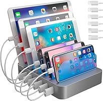 Hercules Tuff Charging Station for Multiple Devices, with 6 USB Fast Ports and 6 Short Mixed USB Cables Included for...