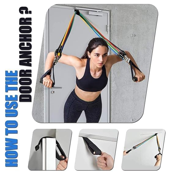 Image of Resistance Bands Set for Full-Body Exercise & Workout Toning Tube Kit with Foam Handles, Door Anchor, Ankle Strap and Carry Bag for Men, Women