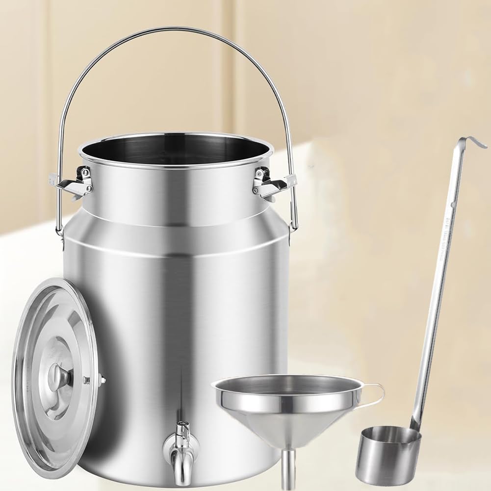 Bidon de lait acier inoxydable 10 L seau à vin avec robinet argent