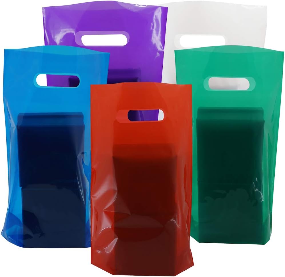 Wilde Tyke Party Favor Bags For Kids Birthday (50 Pack, 12" x 8") Goodie Bags, Treat Bags, Small Plastic Bags for Wedding, Baby Shower, Birthday, Gifts, Shopping and Party Supplies