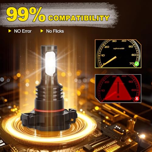 Fit For Dodge Challenger 2011 2012 2013 2014 Lights Bulbs, High & Low Beam Fog Light Bulbs, 20000LM 800% Brightness, 6000K Eye-Protection White, Plug and play, 4-Pack by LSLIGHT - Image 9