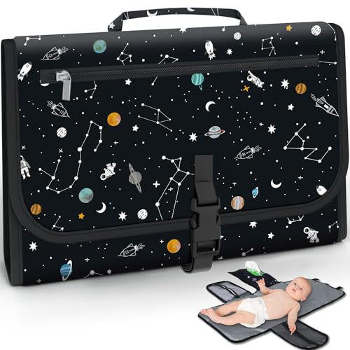 Image of Polovillae Portable Diaper Changing Pad - Waterproof Foldable Baby Changing Mat-Made with Premium Materials - Great for Newborn Girls & Boys & for Travel Baby Changing Station, Infant Gift, Space