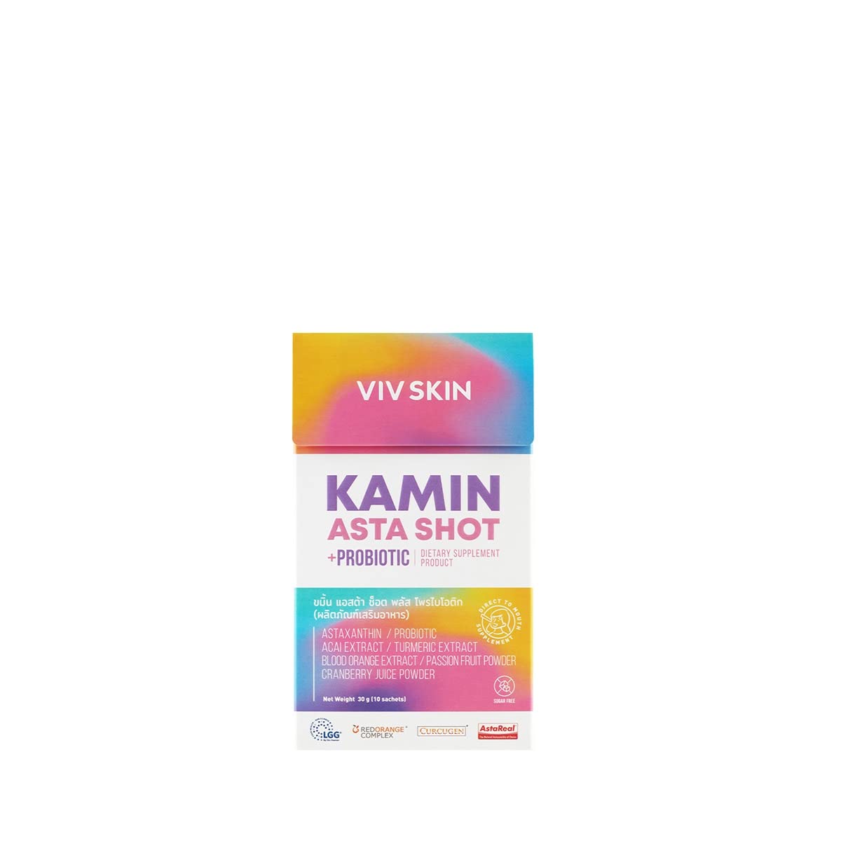 READY2WHITE VIV Skin Kamin Asta Shot+Probiotic Superfood 0% Sugar 10 sachets