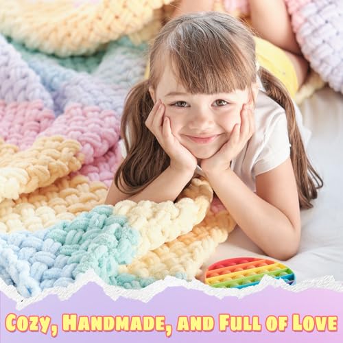 Image of Loop Yarn for Finger Knitting Soft - Chunky Yarn for Hand Knitting - 4 Pack of 180 G /6.4 Oz - #7 Jumbo - 18 Yards - Chenille Blanket Yarn for Crocheting Blankets Amigurumi (4, Navy Blue)