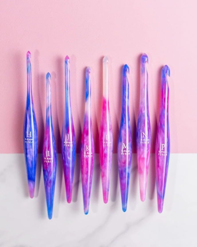 Furls Crochet Hook, Limited Edition Cotton Candy Swirl Streamline Resin, Ergonomic Handle Crochet Hooks 7" (P - 10.00MM) - 4