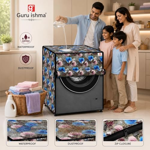 Image of Front Load Fully Automatic Washing Machine Cover for 8.5kg to 10kg | Waterproof & Dustproof Polyester Cover with Zip Closure | Suitable with Samsung, IFB, LG, Bosch & More (67 x 67 x 87 cm)
