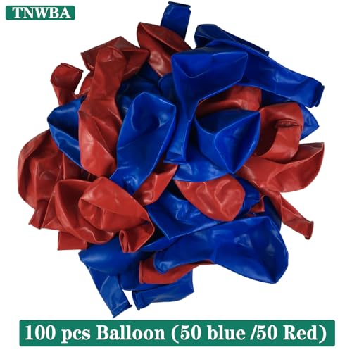 Image of TNWBA Latex Balloons 100 pcs 12 inch, Red and Blue latex Balloons, birthday party decoration