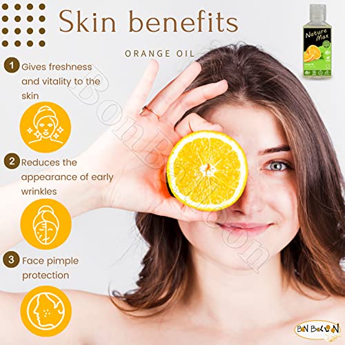 Nature Max Orange Oil Organic Natural Undiluted Pure For Skin Care Cold Pressed Premium (1 Pack = 1.70 Oz / 50 Ml) زيت البرتقال #TOP5
