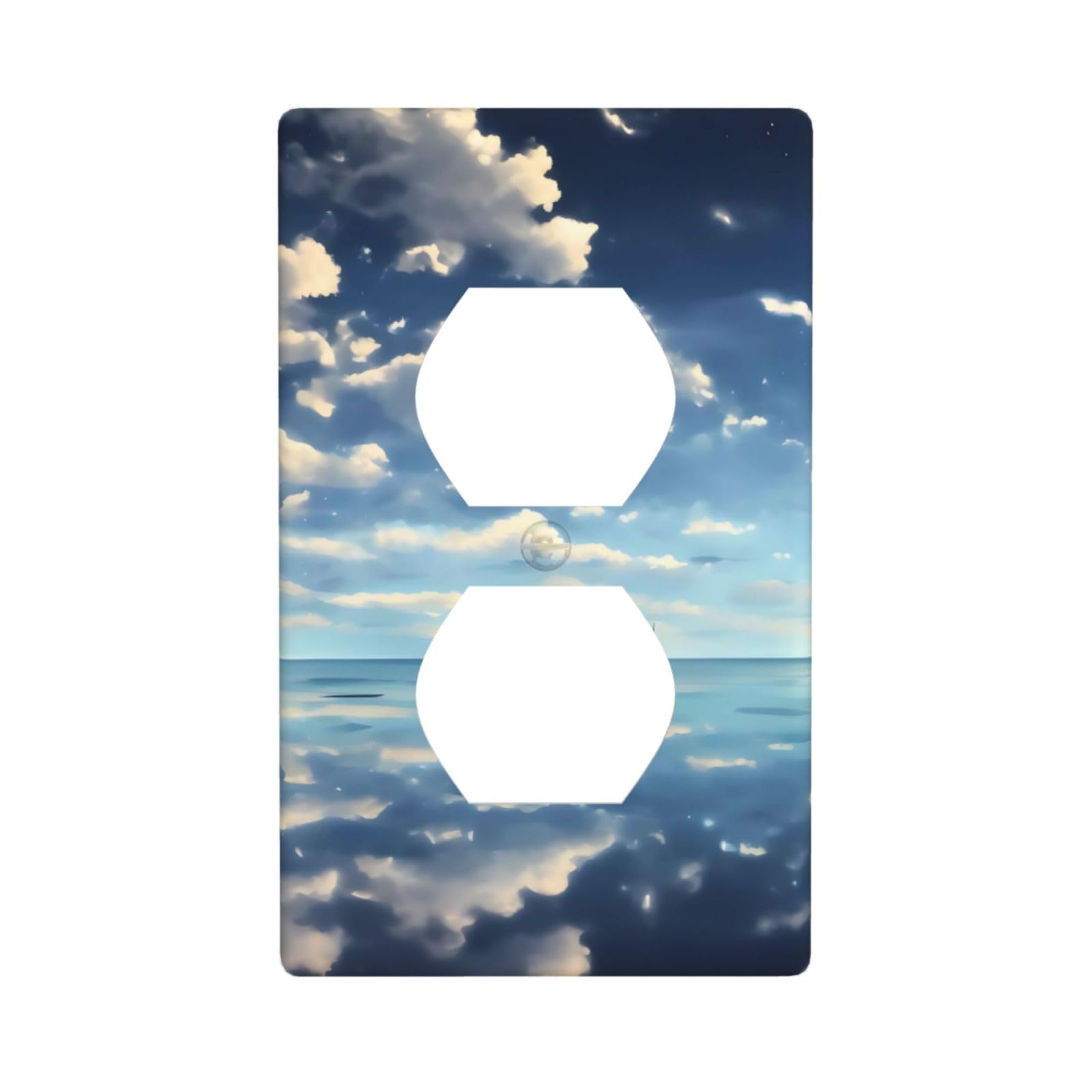 White Clouds Over the sea Decorative Switch Plate Cover-Unbreakable Polycarbonate Wall Plate for Home Office, 1 Gang with Screws