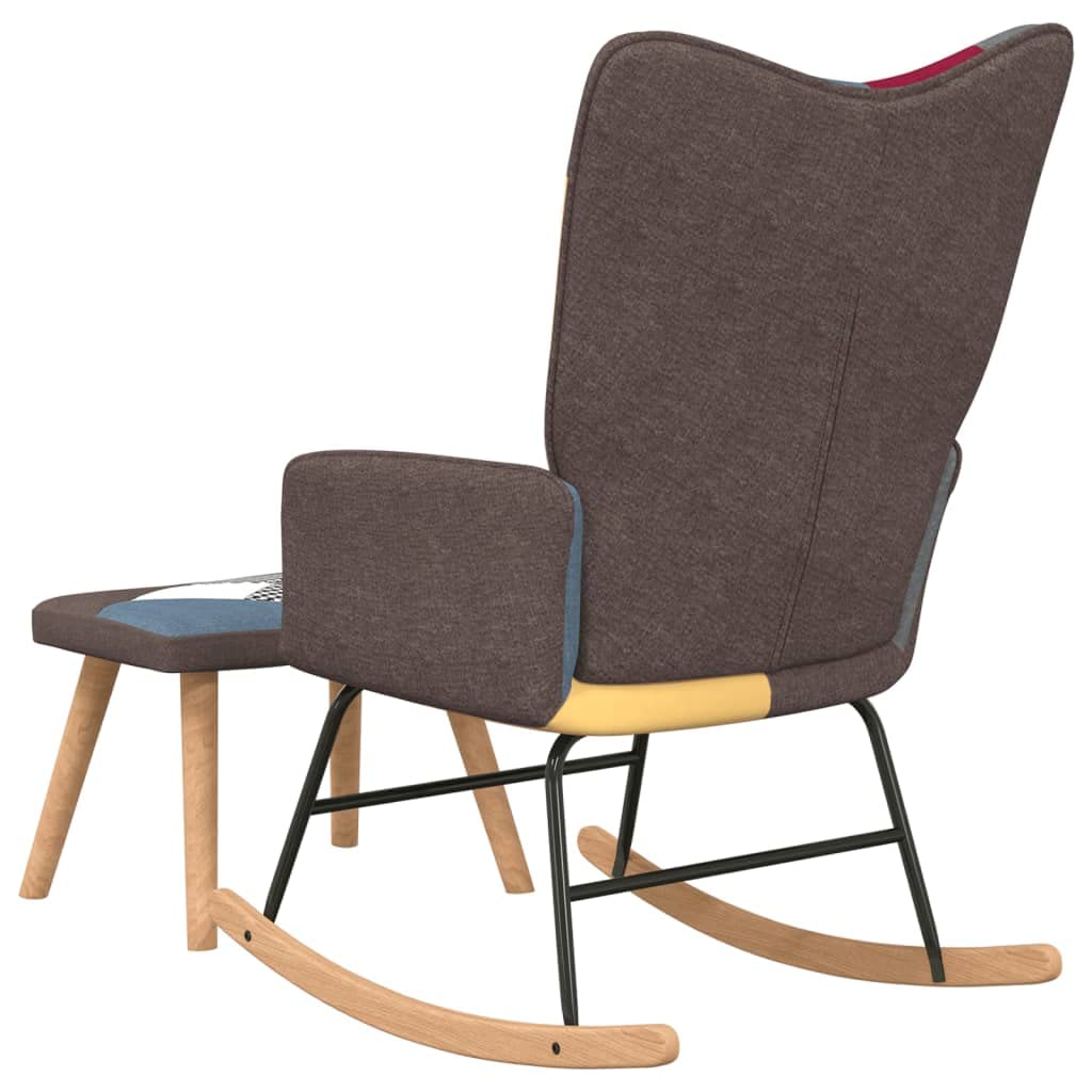vidaXL Chaise à Bascule avec Tabouret Patchwork Tissu