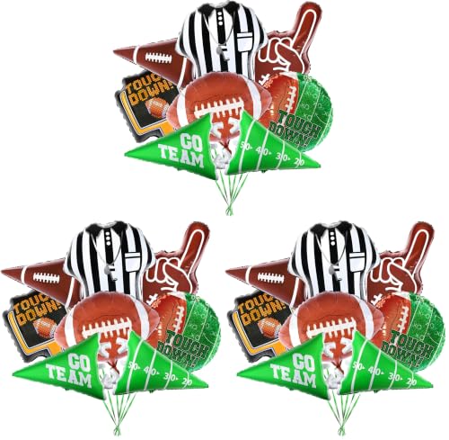 Image of Gatherfun Football Shaped Foil Balloons, 8 Count, Touchdown Balloons for Football Game Tailgate Party Decorations (Pack of 3)