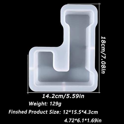 Miniatura 7 de Molde de letras grandes de 7 pulgadas para resina, 26 moldes epoxi del alfabeto en mayúsculas, molde del alfabeto grande de la A a la Z para hacer