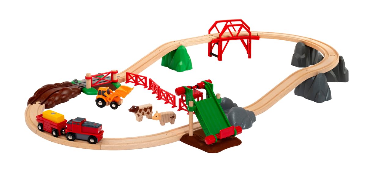 BRIO World - Set Fattoria degli Animali, Set Costruzioni Trenino in Legno da 30 Pezzi, Giocattolo per Bambino e Bambina 3+ Anni