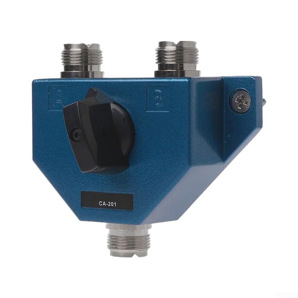 CA-201 - Conmutador de antena (2 vías, 1,8 – 600 MHz, aleación de zinc, RF, con pérdida de 0,2 dB, para ondas cortas y sistemas de radio HAM), color azul
