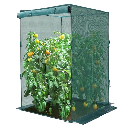 GROWNEER Crop Cage, 4' x 4' Plant Protection Tent with 2 Zippered Doors, 6 Ground Staples, Steel...